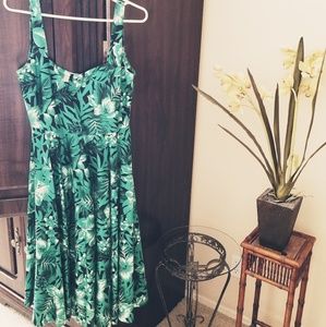 Green floral print dress